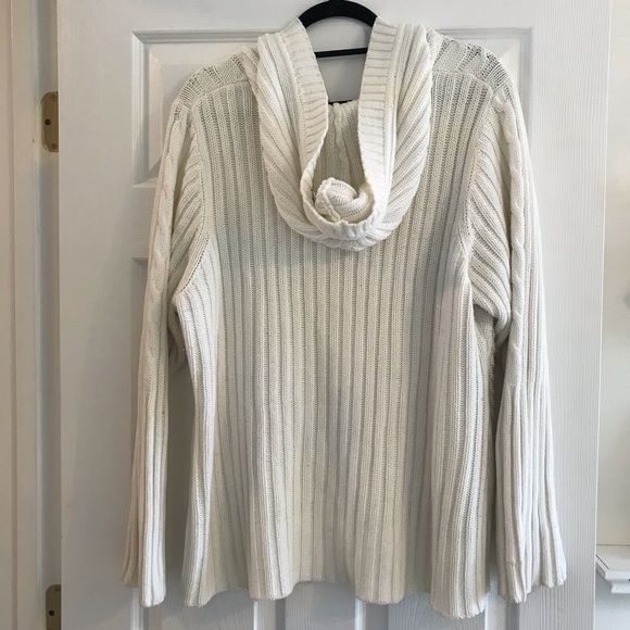 Cream hooded knit sweater - Picture 2 of 3
